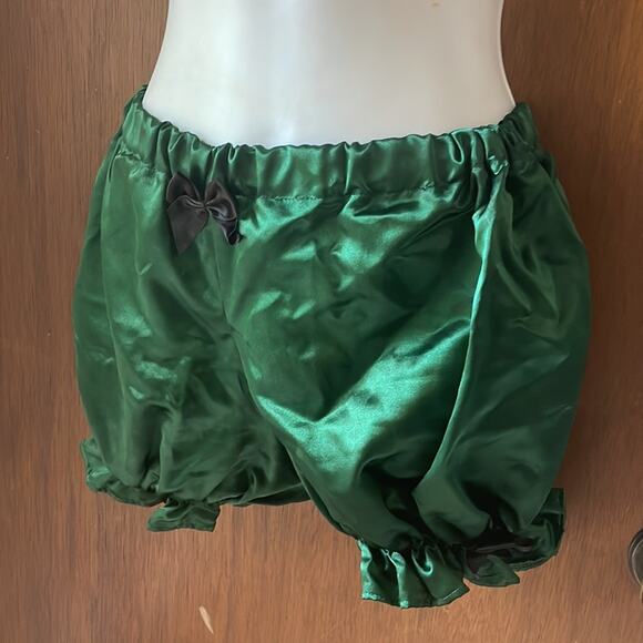 Short bloomers in emerald satin - Picture 1 of 10
